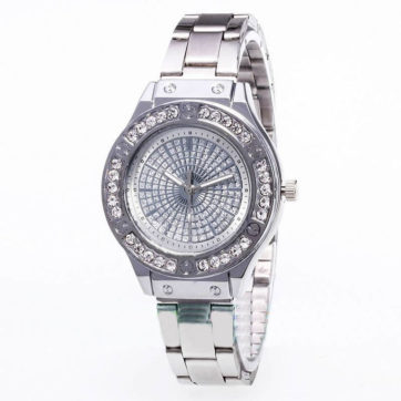 Reloj plata diamantes extensible de metal R2437