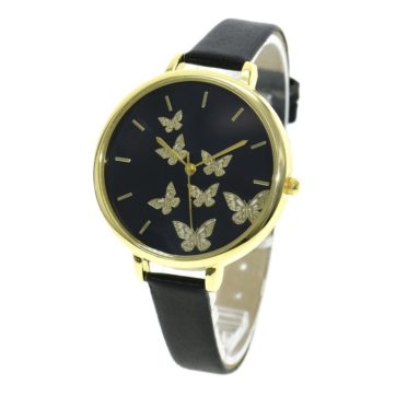 Reloj negro mariposas doradas R2475