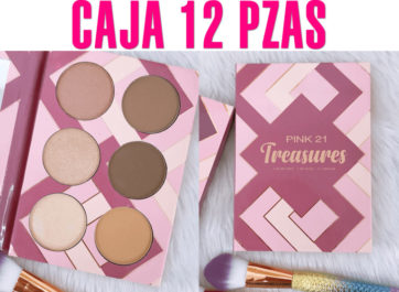 Caja 12 pzas Paleta Iluminador, Bronzer, Contour Treasures Pink 21 M1393-CAJA