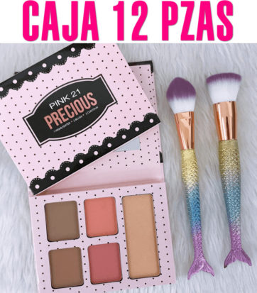 Caja 12 piezas Paleta Iluminador, Blush, Contour Precious Pink 21 M1399-CAJA