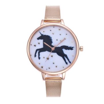 Reloj rose gold extensible delgado metal unicornio con estrellas R2541
