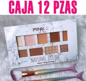 Caja 12 piezas Paleta Natural Color Concealer+Contour+Highlighter Pink 21 M1496-CAJA