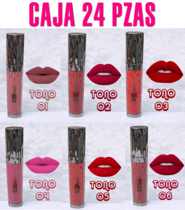 Caja 24 piezas Labial Lip Gloss Long Lasting 6 Gama A tonos Pink 21 M1518