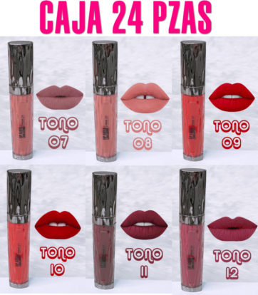 Caja 24 piezas Labial Lip Gloss Long Lasting 6 Gama B tonos Pink 21 M1525