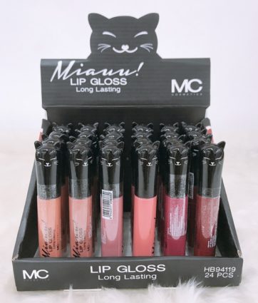 Caja 24 piezas Lip Gloss Long Lasting Miauu! Gama A MC Cosmetics M1544-Caja