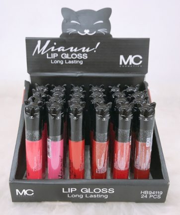 Caja 24 piezas Lip Gloss Long Lasting Miauu! Gama B MC Cosmetics M1545-Caja