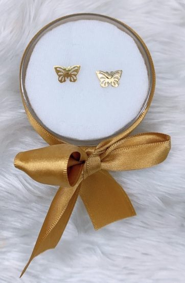 Aretes acero inoxidable dorado mariposa A501