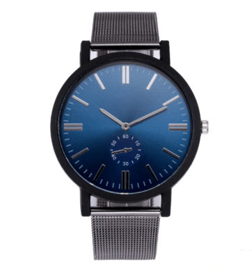 Reloj  Gris Extensible Metal Caratula Azul Para Hombre R2794