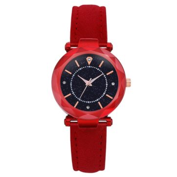 Reloj Rojo Extensible Piel Sintética Caratula Destellos y Diamantes R2950
